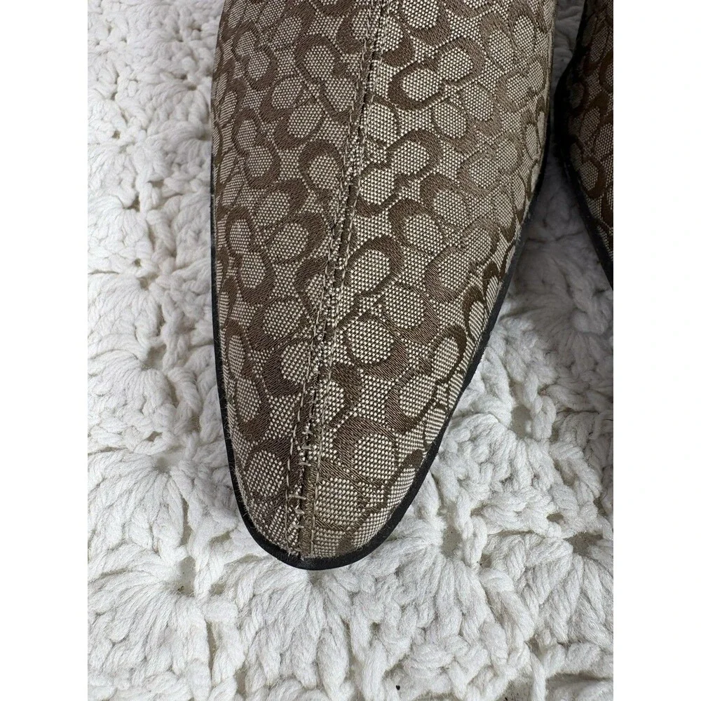 Coach Ankle Boots Women's 9B Canvas Leather Signature C Kitten Heel Vintage Y2K